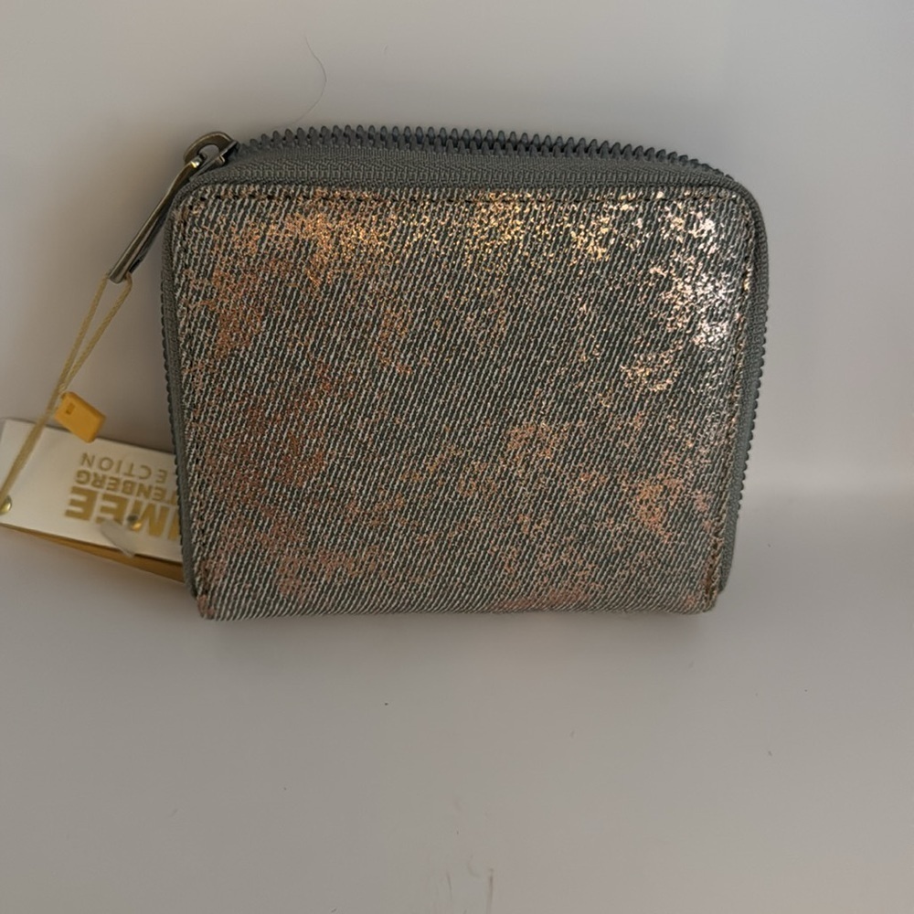 Aimee Kestenberg Leather Zip Around Wallet Brixton Rose Gold Denim - Picture 5 of 10